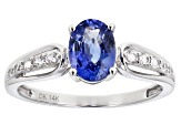 Blue Ceylon Sapphire Rhodium Over 14k White Gold Ring 1.55ctw