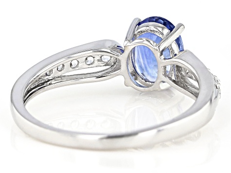 Blue Ceylon Sapphire Rhodium Over 14k White Gold Ring 1.55ctw