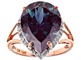 Color Change Lab Created Alexandrite 14k Rose Gold Ring 8.69ctw