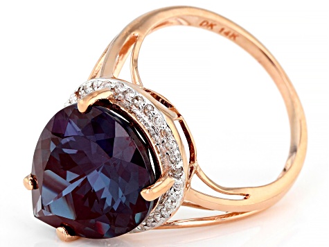 Color Change Lab Created Alexandrite 14k Rose Gold Ring 8.69ctw