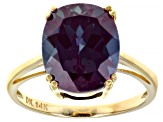 Color Change Lab Created Alexandrite 14k Yellow Gold Ring  5.27ct