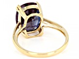 Color Change Lab Created Alexandrite 14k Yellow Gold Ring  5.27ct