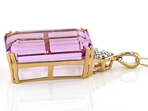 Pink Kunzite 14k Yellow Gold Pendant With Chain 23.70ctw