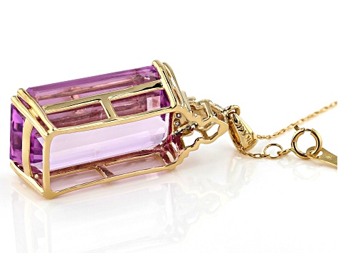 Pink Kunzite 14k Yellow Gold Pendant With Chain 23.70ctw