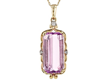 Picture of Pink Kunzite 14k Yellow Gold Pendant With Chain 7.30ctw