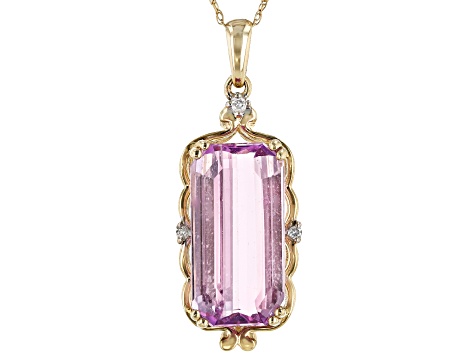 Pink Kunzite 14k Yellow Gold Pendant With Chain 7.30ctw