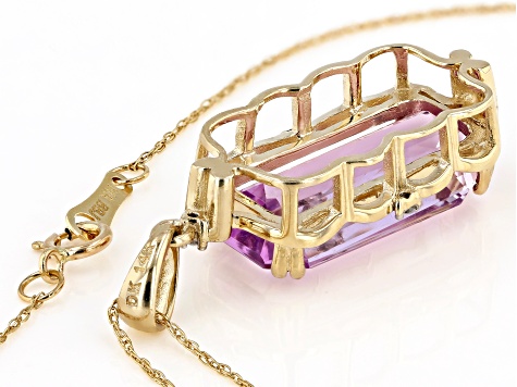Pink Kunzite 14k Yellow Gold Pendant With Chain 7.30ctw