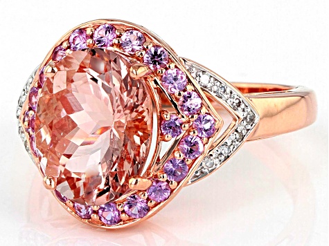 Peach Cor-de-Rosa Morganite 14k Rose Gold Ring 3.69ctw