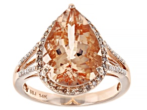 Peach Morganite 14k Rose Gold Ring 4.69ctw