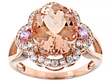 Picture of Peach Morganite 14k Rose Gold Ring 4.20ctw