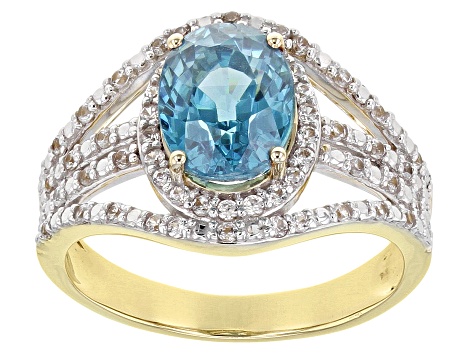 Blue Zircon 14k Yellow Gold Ring 2.96ctw - WPG507 | JTV.com