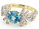 Blue Zircon 14k Yellow Gold Ring 1.89ctw