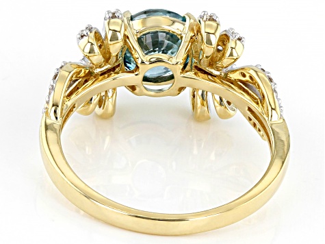 Blue Zircon 14k Yellow Gold Ring 1.89ctw