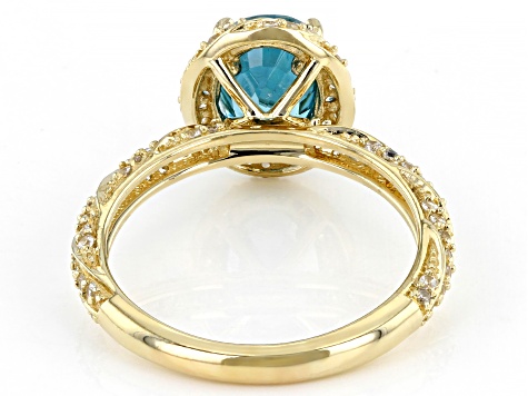 Blue Zircon 14K Yellow Gold Ring 2.98ctw