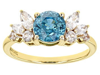 Picture of Blue Zircon 14k Yellow Gold Ring 2.34ctw