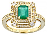 Green Emerald 14k Yellow Gold Ring 1.16ctw