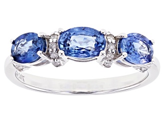 Blue Ceylon Sapphire Rhodium Over 14k White Gold Ring 1.37ctw