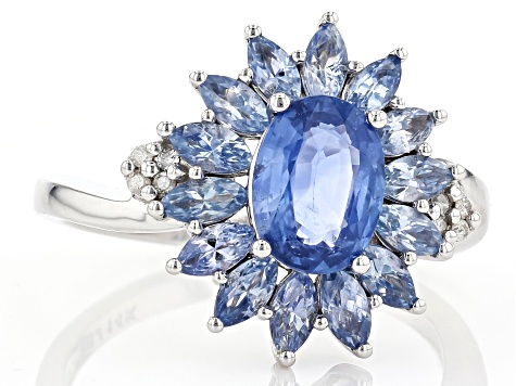 Blue Ceylon Sapphire Rhodium Over 14k White Gold Ring 2.70ctw