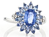 Blue Ceylon Sapphire Rhodium Over 14k White Gold Ring 2.70ctw