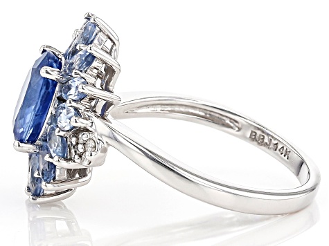 Blue Ceylon Sapphire Rhodium Over 14k White Gold Ring 2.70ctw