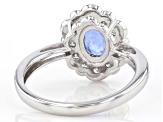 Oval Ceylon Sapphire With Round White Diamond Rhodium Over 14k White Gold Ring 1.16ctw