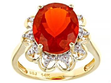 Picture of Orange Mexican Fire Opal 14k Yellow Gold Ring 2.77ctw