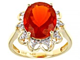 Orange Mexican Fire Opal 14k Yellow Gold Ring 2.77ctw