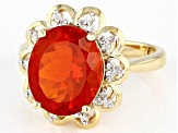 Orange Mexican Fire Opal 14k Yellow Gold Ring 2.77ctw