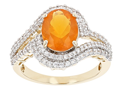 Orange Fire Opal 14k Yellow Gold Ring 2.26ctw