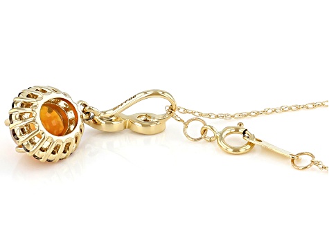 Honey Ethiopian Opal 14k Yellow Gold Pendant With Chain 0.90ctw