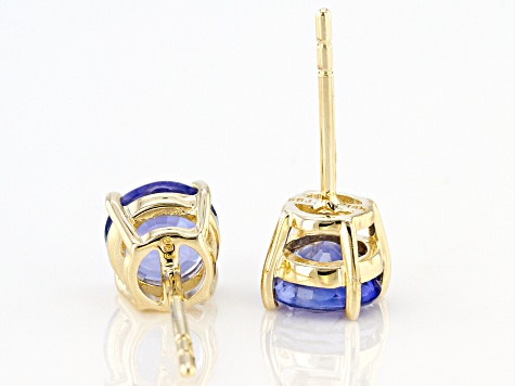 Blue Ceylon Sapphire 14k Yellow Gold Stud Earrings 1.66ctw