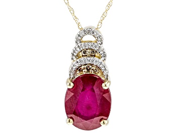 Picture of Red Mahaleo® Ruby 14k Yellow Gold Pendant With Chain 3.06ctw