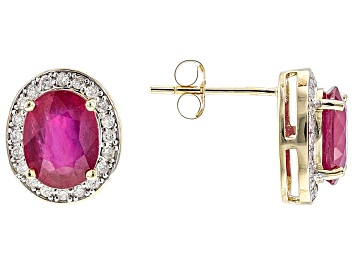 Picture of Red Mahaleo® Ruby 14k Yellow Gold Earrings 3.87ctw