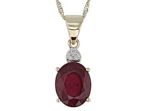 Red Mahaleo® Ruby 14k Yellow Gold Pendant With Chain 2.83ctw