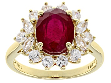 Picture of Red Mahaleo® Ruby 14K Yellow Gold Ring 4.82ctw