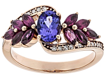 Picture of Blue Oval Tanzanite 14k Rose Gold Ring 1.71ctw