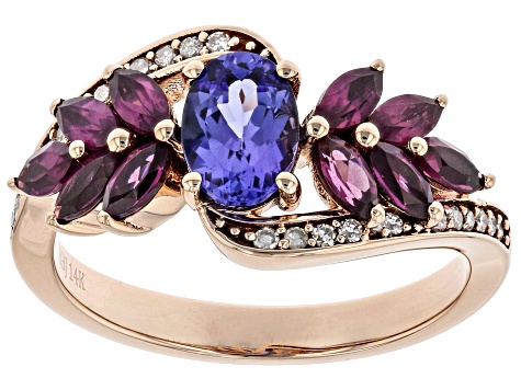 Blue Oval Tanzanite 14k Rose Gold Ring 1.71ctw