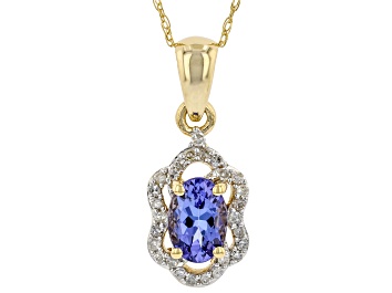 Picture of Blue Tanzanite 14k Yellow Gold Pendant With Chain 0.80ctw
