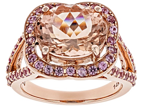 Peach Cor-de-Rosa Morganite 14k Rose Gold Ring 4.85ctw