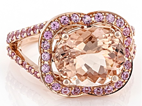 Peach Cor-de-Rosa Morganite 14k Rose Gold Ring 4.85ctw