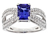 Tanzanite And White Diamond Rhodium Over 14k White Gold Ring 2.08ctw