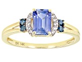 Blue Ceylon Sapphire 14k Yellow gold Ring 1.13ctw