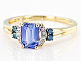 Blue Ceylon Sapphire 14k Yellow gold Ring 1.13ctw