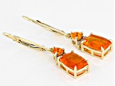 Orange Mexican Fire Opal 14k Yellow Gold Dangle Earrings 1.55ctw