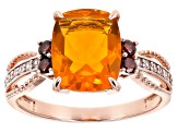 Orange Mexican Fire Opal 14k Rose Gold Ring 1.87ctw