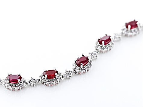 Red Mahaleo(R) Ruby Rhodium Over 14k White Gold Bracelet 9.20ctw