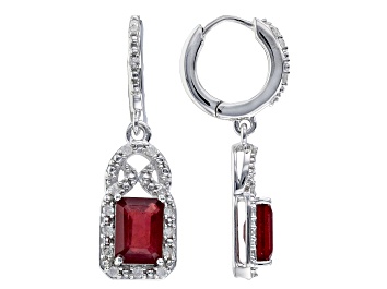 Picture of Red Mahaleo® Ruby Rhodium Over 14k White Gold Earrings 2.76ctw