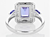 Blue Tanzanite And White Diamond Rhodium Over  14k White Gold Ring 2.03ctw