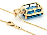 London Blue Topaz 14k Yellow Gold Pendant With Chain 11.82ctw