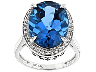 Blue London Blue Topaz Rhodium Over 14k White Gold Ring 10.96ctw